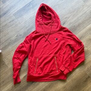 Aviator Nation Red Hooded Pullover with Zip Pockets
